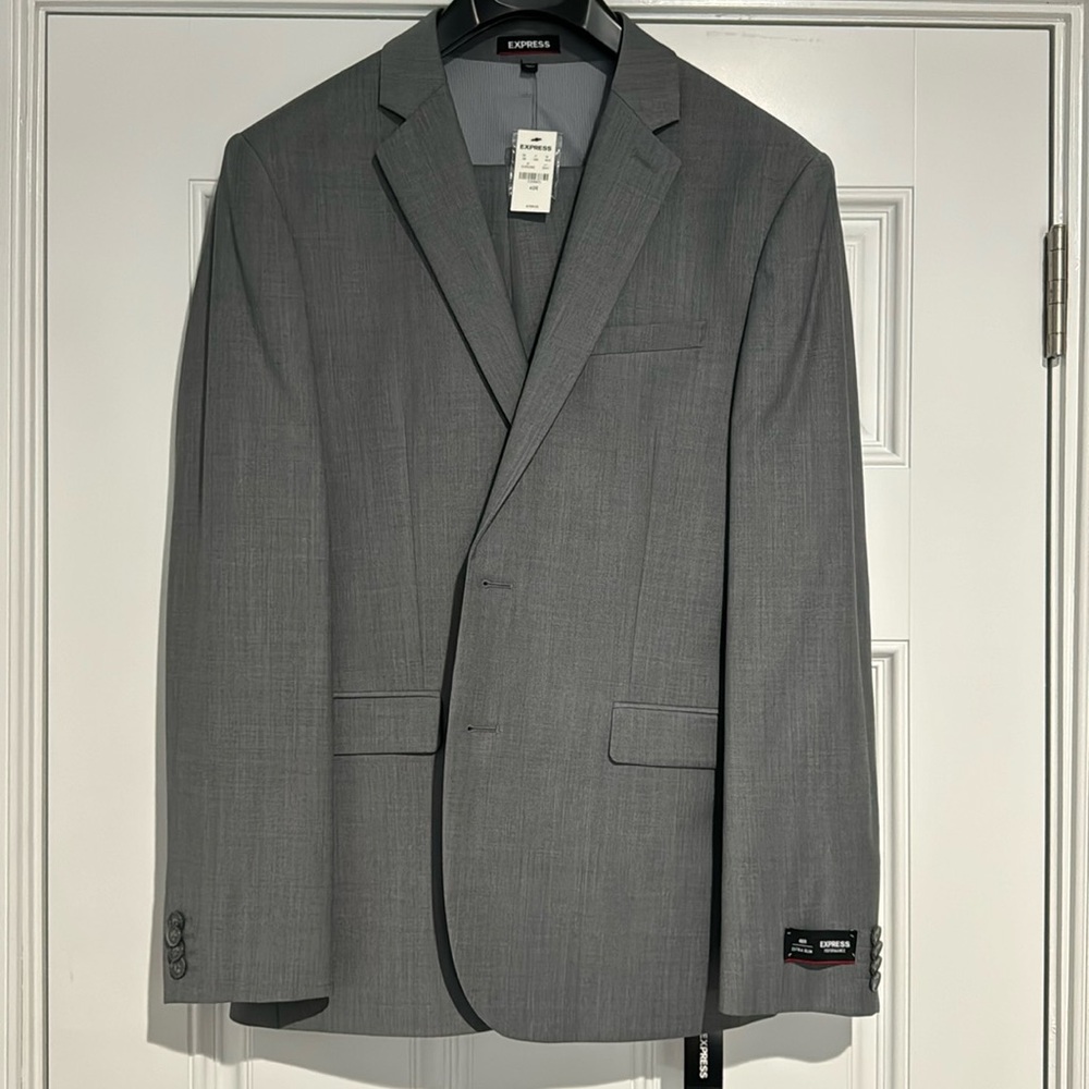 Grey Suit Jacket Express Slim Fit
